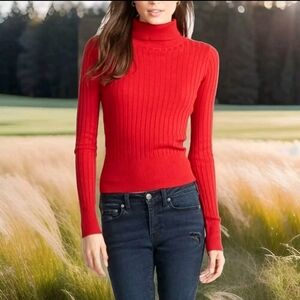 Copper Key Women's Autumn Red Fishermen's 100% Cotton Cable Knit Sweater Large